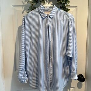 LOFT Blue and White Casual Button Down Shirt